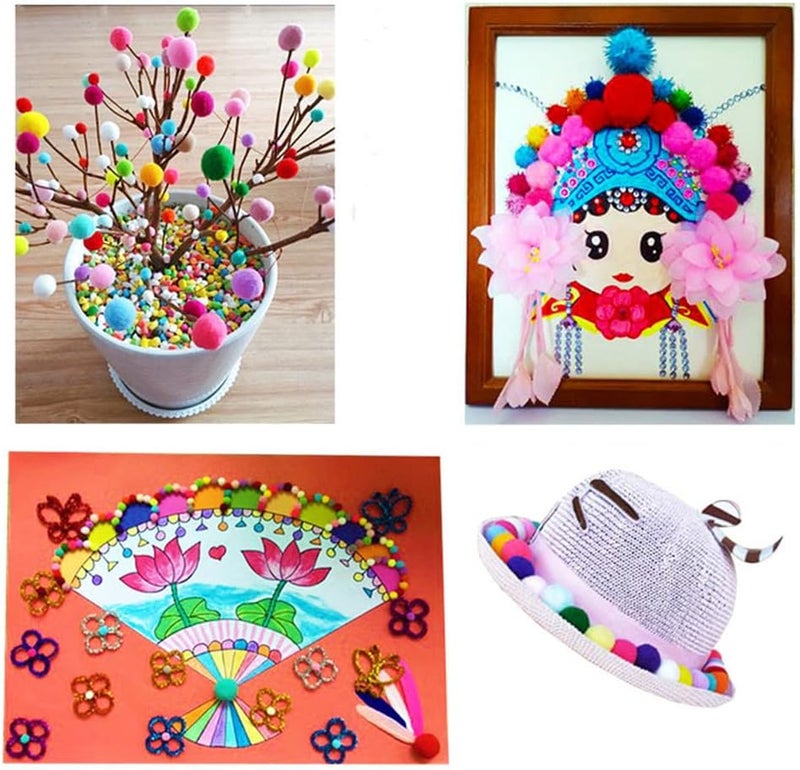 GUAFEIH 300PCS Pom Poms Craft Making Assorted Sizes & Colors High-Elastic Pom Poms Creative Craft DIY Material (Marca Dragon) - Image 2